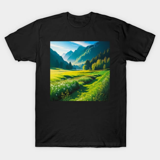 lovely idyllic meadow in springtime. T-Shirt by CursedContent